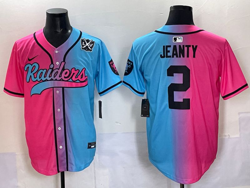 Men 2025 Oakland Raiders #2 Jeanty Blue pink Nike Limited NFL Jersey 007->oakland raiders->NFL Jersey